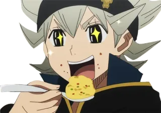 😋 Asta Black Clover 애니메이션, 만화, 먹기, 음식, 캐릭터, 웃음 telegram sticker