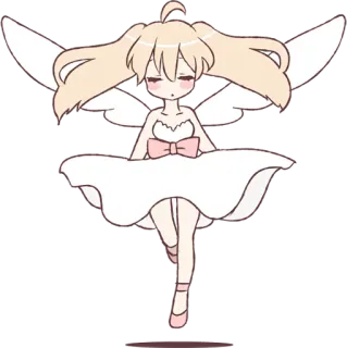 😌 anjo, fofo, kawaii, alado, vestido, laço telegram sticker
