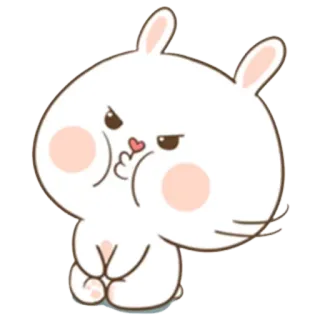 😒 conejo, conejito, lindo, animal, dibujos animados, pegatina whatsapp sticker