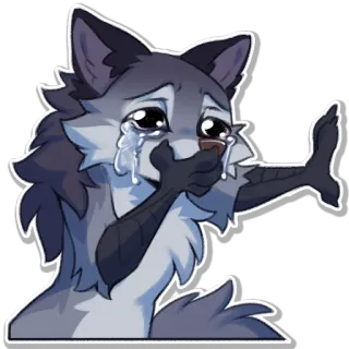 😭 หมาป่า, ร้องไห้, เศร้า, สัตว์, การ์ตูน telegram sticker