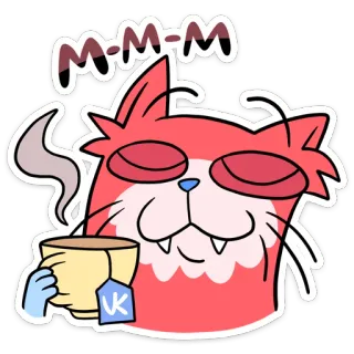 ☕️ M-M-M кот, чай, милый, мультфильм, расслабленный, напиток, животное telegram sticker