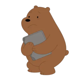 ✈️ Grizzly Bear We Bare Bears beruang, kartun, sedih, tablet whatsapp sticker