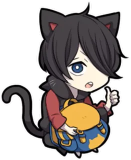 🎒 애니메이션, 고양이 귀, SD캐릭터, 만화, 배낭, 귀여운, 캐릭터 telegram sticker