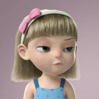 🦩 chica, dibujo animado, expresión, lindo, lazo, niño telegram sticker