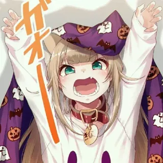 🤯 ガオー halloween, anime, katze, süß, geist, kürbis, fledermaus telegram sticker