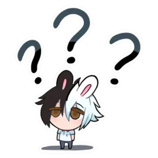❓ 물음표, 애니메이션, 만화, 토끼, 귀여운, 치비, 스티커 telegram sticker