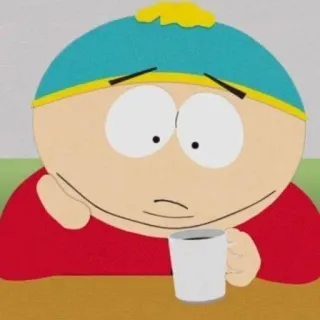 🙁 Eric Cartman South Park 卡通, 角色, 动画, 咖啡, 南方公园, 埃里克·卡特曼 telegram sticker