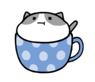 😐 Katze, süß, Tasse, Tier, kawaii, Cartoon telegram sticker