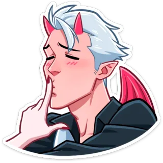 🤫 动漫, 恶魔, 恶魔, 可爱, 脸红, 角, 亲吻, 手指 telegram sticker