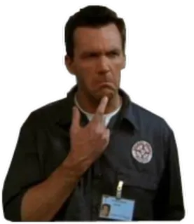 🤔 man, thinking, id card, uniform telegram sticker