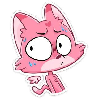 😅 고양이, 만화, 분홍색, 스티커, 걱정, 땀 telegram sticker