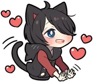 😍 Anime, Kawaii, Herz, Katzenjunge, Süß, Chibi whatsapp sticker