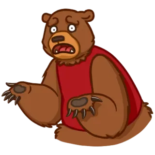 😡 urso, desenho animado, animal, preocupado, chocado, triste telegram sticker