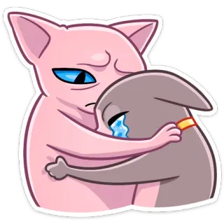 😭 고양이, 슬픈, 우는, 포옹, 애완동물, 위로 telegram sticker