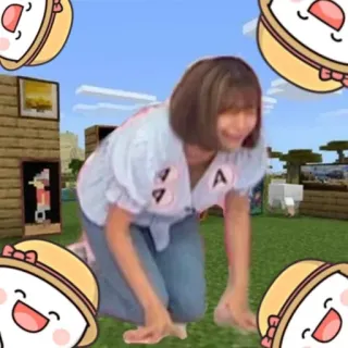 😂 Minecraft minecraft, jeu vidéo, mème, drôle, fille, gaming telegram sticker