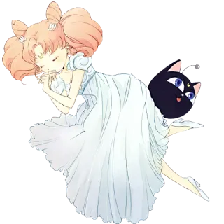 💤 Chibiusa Sailor Moon アニメ, マンガ, ちびうさ, セーラームーン, ルナP, 猫, 可愛い telegram sticker