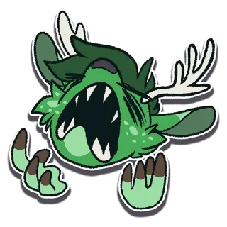 😫 зеленый, существо, монстр, мультфильм, животное, цифровое искусство telegram sticker