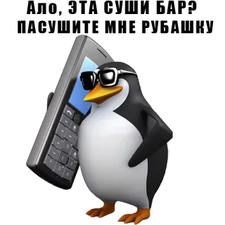 📞 пингвин, телефон, солнцезащитные очки, мультфильм, животное telegram sticker