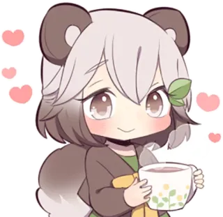 ☕️ anime, kawaii, cute, bear, tea, chibi, cartoon telegram sticker