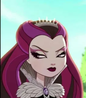 😒 Raven Queen Ever After High мультфильм, анимированный, подросток, девочка, злая, принцесса, корона telegram sticker
