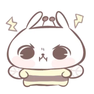 🍒 conejo, abeja, enojado, lindo, dibujos animados telegram sticker