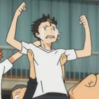 😭 Nishinoya Yuu Haikyuu!! anime, celebração, alegria, lágrimas, amigos telegram sticker