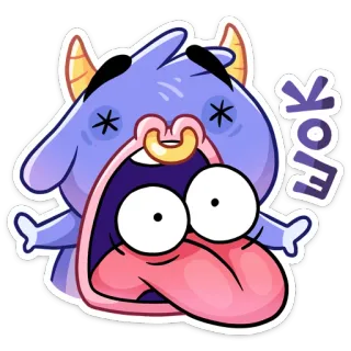 😳 F*OK Dibujo animado, Monstruo, Gritando, Divertido, Ofensivo, Cabra telegram sticker