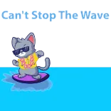 😏 Can't Stop The Wave gato, surf, ola, dibujo animado, gafas de sol, hawaiano, animal telegram sticker