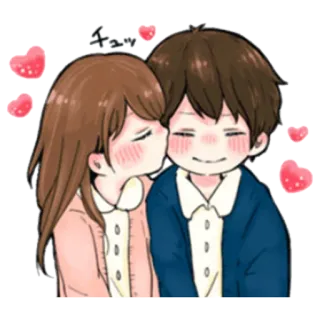 😘 チュッ couple, baiser, amour, dessin animé, coeurs telegram sticker