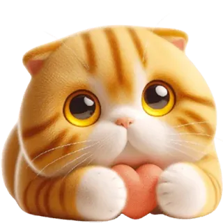 🫶 mèo, mèo con, dễ thương, động vật, trái tim, nhãn dán telegram sticker