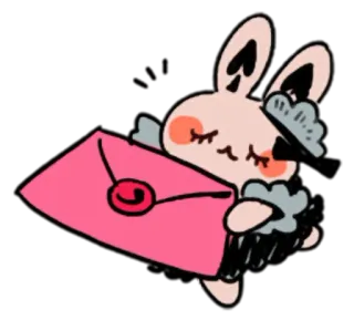 ✉️ coniglio, busta, posta, kawaii, carino, adesivo telegram sticker