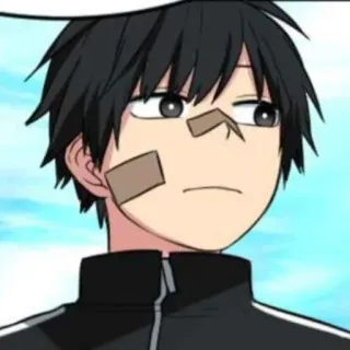 🎧 Anime, Mann, Bandagen, schwarze Haare, Manga telegram sticker