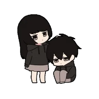 😢 triste, chibi, anime, pareja, consuelo, lindo telegram sticker