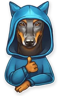 👍 cane, animale, pollice su, carino, cartone animato, animale domestico, adesivo telegram sticker