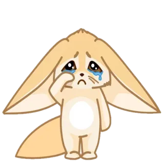🦊 feneco, chorando, triste, fofo, animal, adesivo telegram sticker
