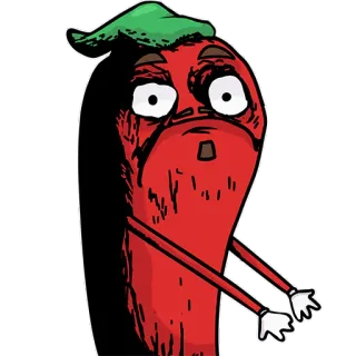 🥴 고추, 만화, 음식, 채소, 웃긴, 캐릭터, 빨간 고추 telegram sticker