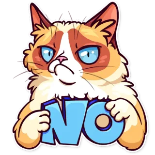 ☹ NO cat, grumpy, no, animal, meme, disapproval telegram sticker