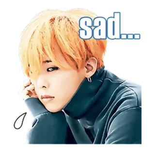 😔 sad... triste, emozione, kpop, persona, ritratto, lacrima whatsapp sticker