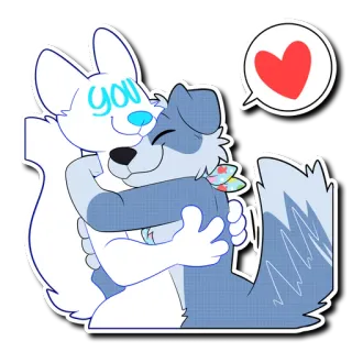 🤗 you anjing, kucing, cinta, peluk, hati, kartun, imut telegram sticker