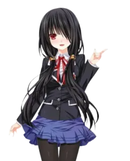 😊 ragazza anime, uniforme scolastica, carina, capelli lunghi, occhi rossi telegram sticker