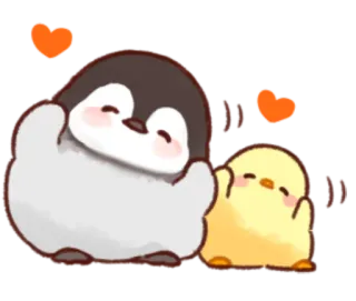 🥰 пингвин, цыпленок, милый, животное, сердце, мультфильм, дружба telegram sticker
