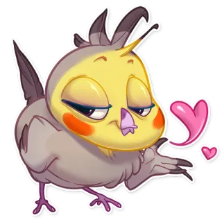 😘 Nymphensittich, Vogel, Liebe, Herzen, Kuss, Zärtlich telegram sticker