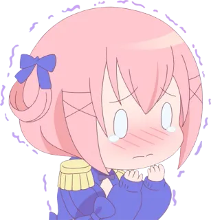 😰 Anime, Chibi, Słodkie, Płacz, Różowe włosy, Mundur telegram sticker