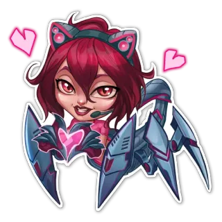 😻 Anime Mädchen, Cyberpunk, Roboter, Herzen, Katzenohren, Pink, Süß, Sticker telegram sticker
