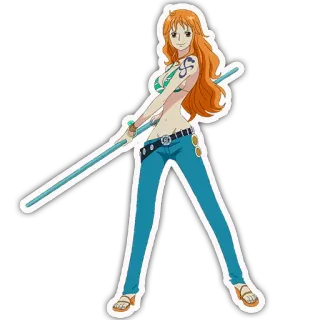 🙆 Nami One Piece Аниме, Ван Пис, Нами, Манга, Персонаж, Оружие, Мультфильм telegram sticker