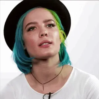 😐 Halsey นักร้อง, นักดนตรี, คนดัง, ผมสีฟ้า, ภาพเหมือน telegram sticker