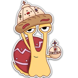 👑 caracol, rei, coroa, desenho animado, animal, personagem telegram sticker