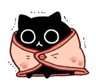 😷 кот, котенок, одеяло, милый, животное, питомец, черный кот telegram sticker