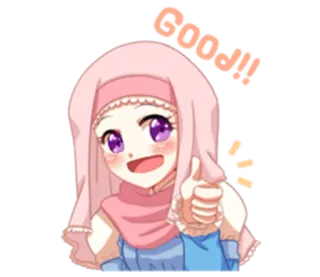 👍 GOOO!! Anime, Dziewczyna, Hidżab, Słodkie, Kciuk w górę telegram sticker