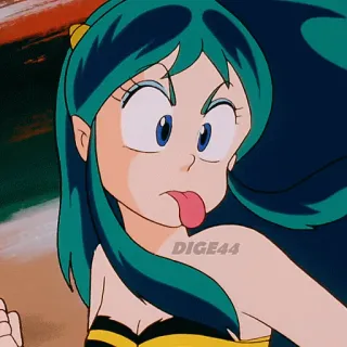 😛 Lum Invader Urusei Yatsura DIGE44 Anime, Manga, Nhân vật, Lưỡi, Hài hước, Retro, Lum telegram sticker